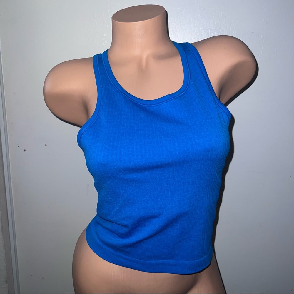 Lululemon Ebb to Street Cropped Racerback Tank Top Blue